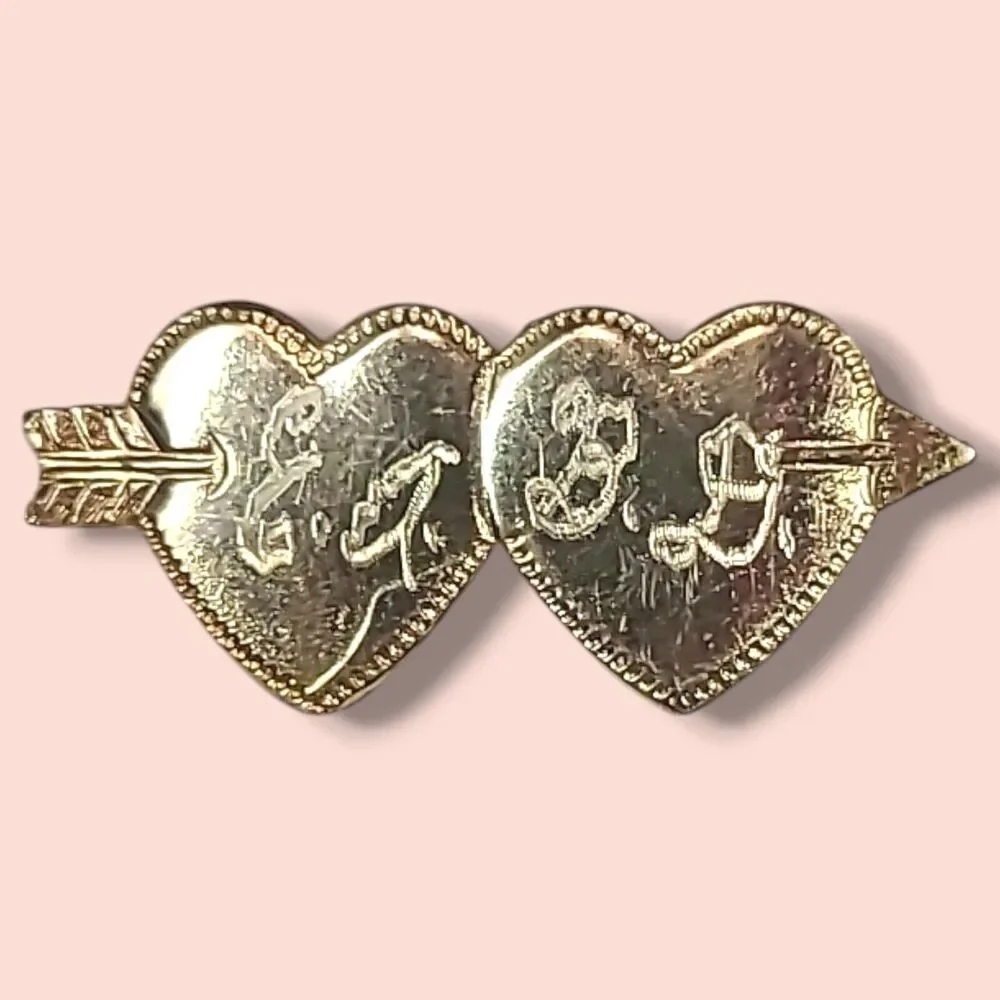 Vintage 1940s Gold Tone Sweetheart Pin‎ E.A.+B.D. 1